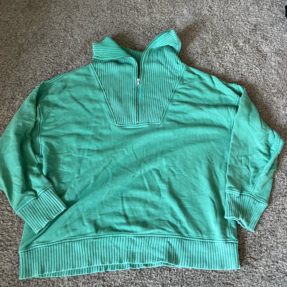Aerie Women's Teal Zip-Up Sweater